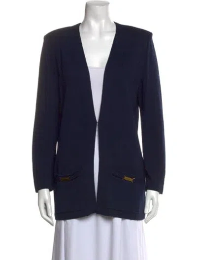 Pre-owned St John Open Front Sweater In Blue