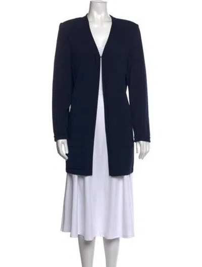 Pre-owned St John Open Front Sweater In Blue