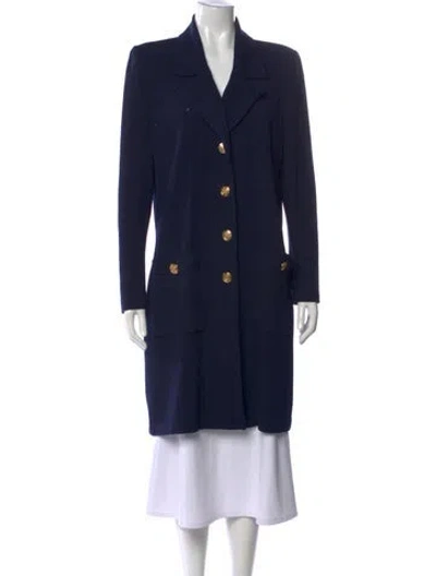 Pre-owned St John Open Front Sweater In Blue