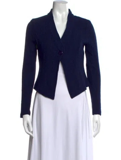 Pre-owned St John Open Front Sweater In Blue