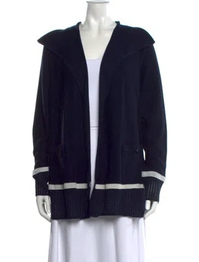 Pre-owned St John Open Front Sweater In Blue