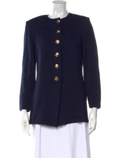 Pre-owned St John Open Front Sweater In Blue