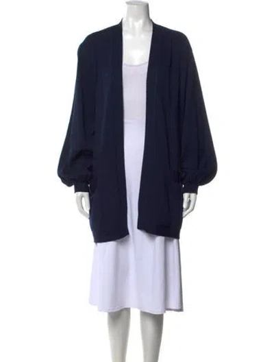 Pre-owned St John Open Front Sweater In Blue