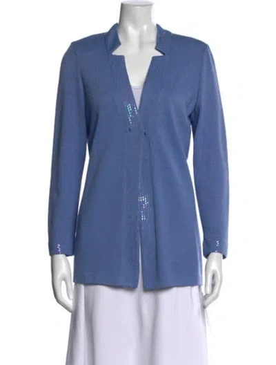 Pre-owned St John Open Front Sweater In Blue