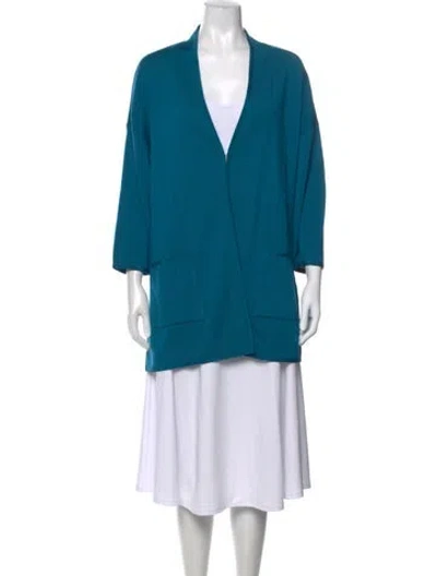 Pre-owned St John Open Front Sweater In Blue