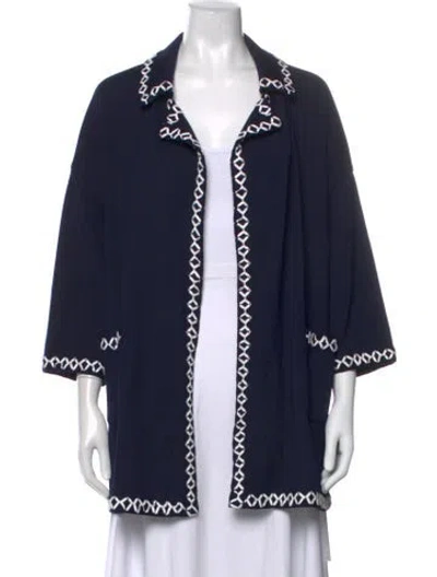 Pre-owned St John Open Front Sweater In Blue