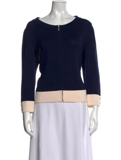 Pre-owned St John Open Front Sweater In Blue