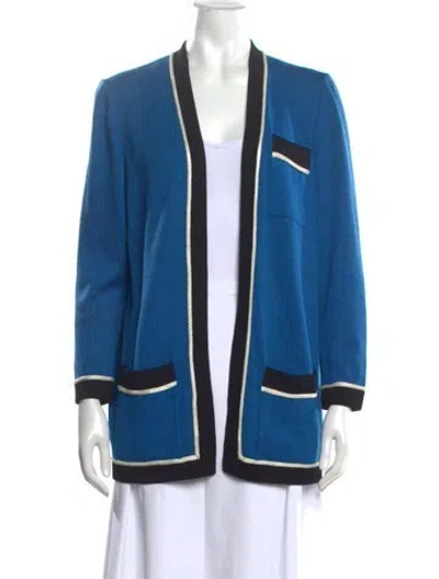 Pre-owned St John Open Front Sweater In Blue