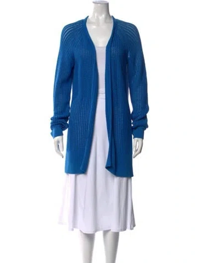 Pre-owned St John Open Front Sweater In Blue