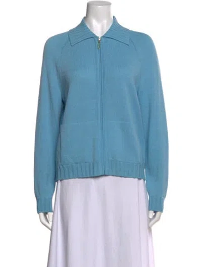 Pre-owned St John Open Front Sweater In Blue