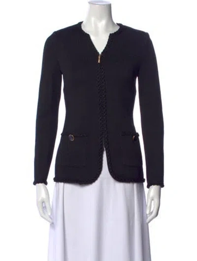 Pre-owned St John Open Front Sweater In Blue