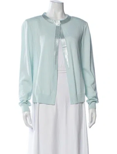 Pre-owned St John Open Front Sweater In Blue