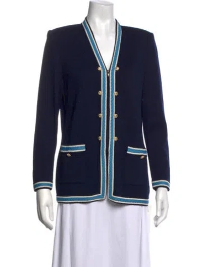 Pre-owned St John Open Front Sweater In Blue