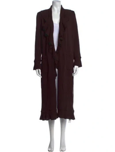 Pre-owned St John Open Front Sweater In Brown