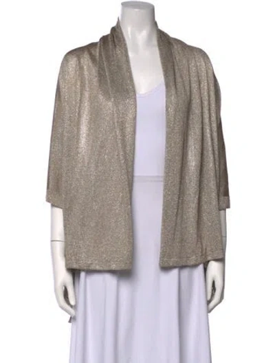 Pre-owned St John Open Front Sweater In Gold/metallic