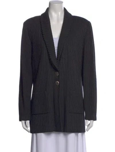 Pre-owned St John Open Front Sweater In Gray
