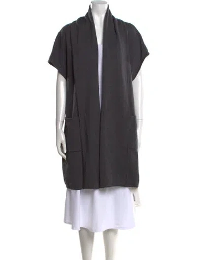 Pre-owned St John Open Front Sweater In Gray