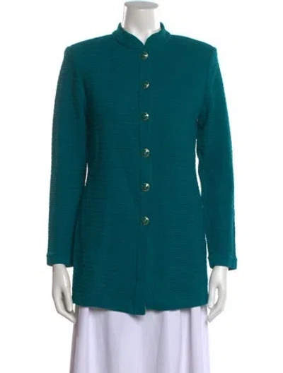 Pre-owned St John Open Front Sweater In Green