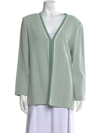 Pre-owned St John Open Front Sweater In Green