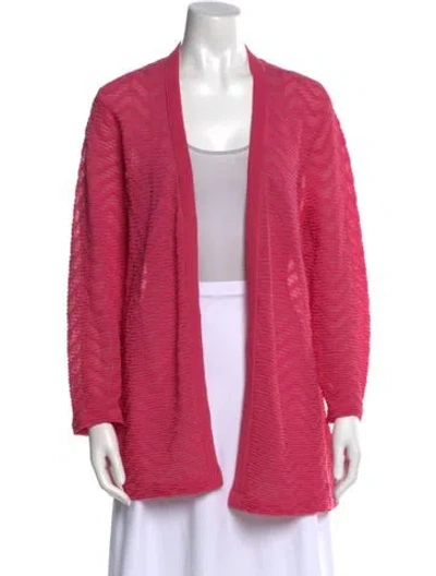 Pre-owned St John Open Front Sweater In Pink