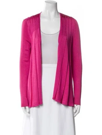 Pre-owned St John Open Front Sweater In Pink