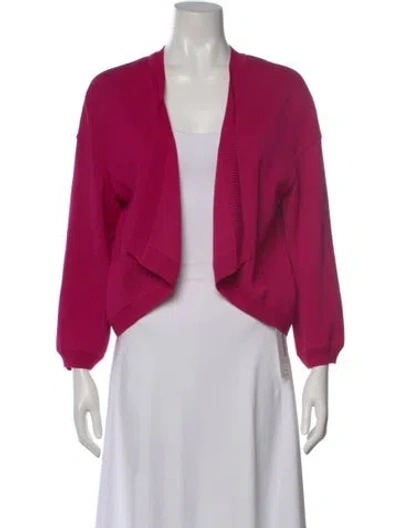 Pre-owned St John Open Front Sweater In Pink