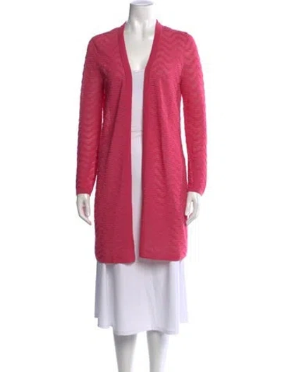 Pre-owned St John Open Front Sweater In Pink