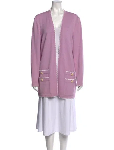 Pre-owned St John Open Front Sweater In Purple