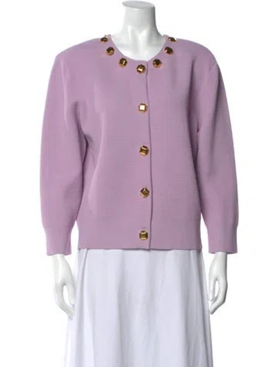 Pre-owned St John Open Front Sweater In Purple