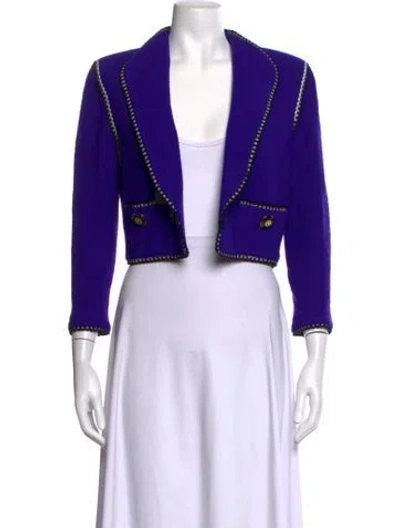 Pre-owned St John Open Front Sweater In Purple