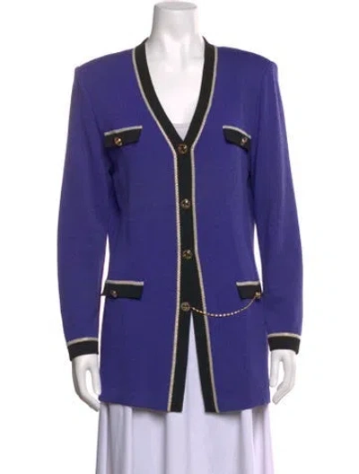 Pre-owned St John Open Front Sweater In Purple