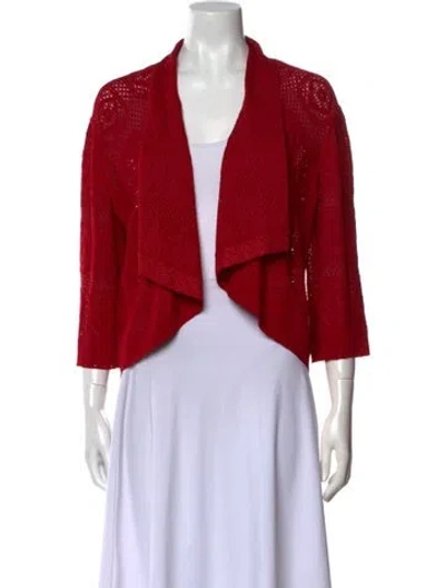 Pre-owned St John Open Front Sweater In Red