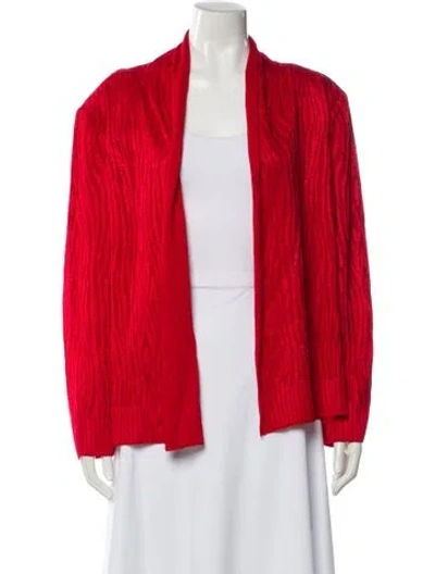 Pre-owned St John Open Front Sweater In Red
