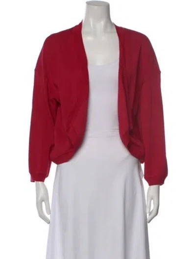 Pre-owned St John Open Front Sweater In Red