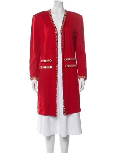 Pre-owned St John Open Front Sweater In Red