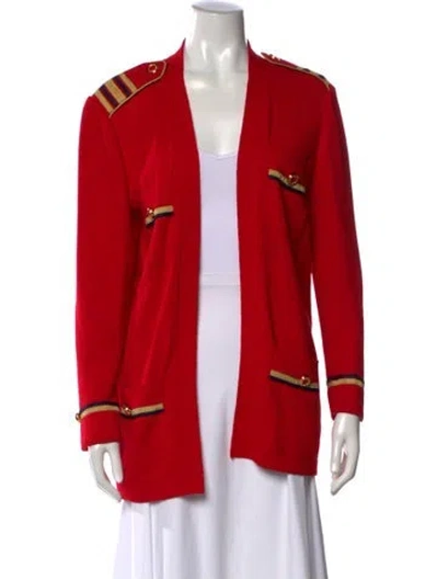 Pre-owned St John Open Front Sweater In Red