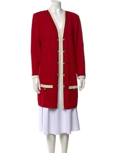 Pre-owned St John Open Front Sweater In Red