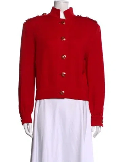 Pre-owned St John Open Front Sweater In Red