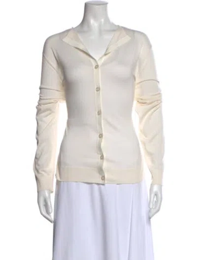 Pre-owned St John Open Front Sweater W/ Tags In White