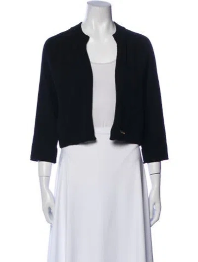 Pre-owned St John Open Front Sweater In White