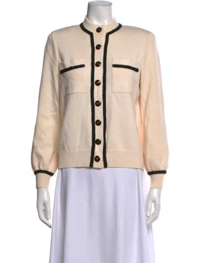 Pre-owned St John Open Front Sweater In White
