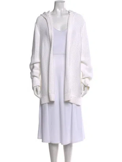 Pre-owned St John Open Front Sweater In White
