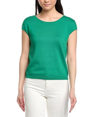 St John Open Neck Cashmere-blend Sweater In Green