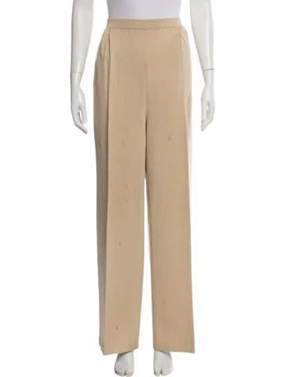 Pre-owned St John Ostrich Feather Wide Leg Pants In Neutral