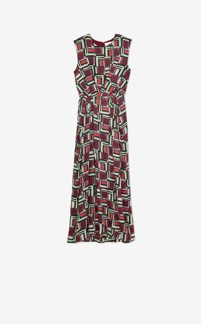 St John Painted Geo Print Dress In Brown