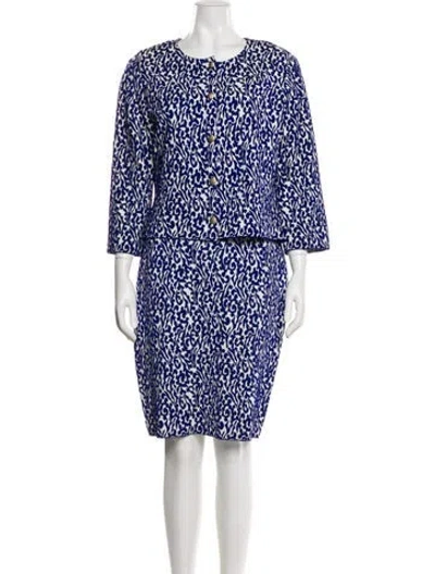 Pre-owned St John Paisley Print Dress Set In Blue