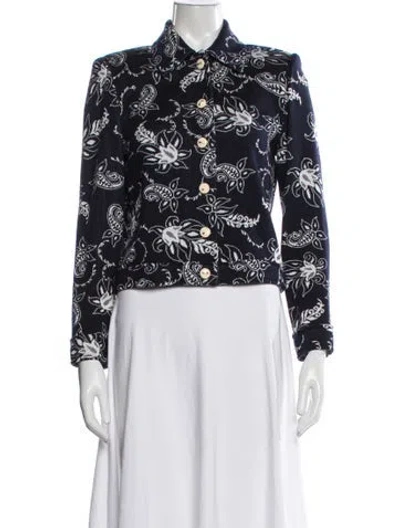 Pre-owned St John Paisley Print Jacket In Blue