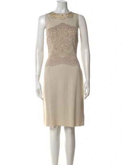 Pre-owned St John Paisley Print Knee-length Dress In Neutral
