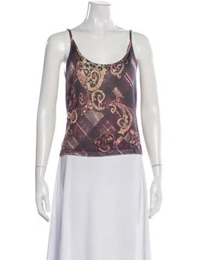 Pre-owned St John Paisley Print Scoop Neck Top In Multi