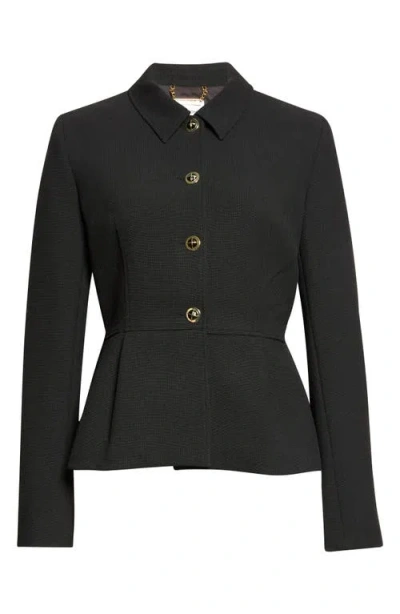 St John St. John Palais Stretch Suiting Peplum Jacket In Black